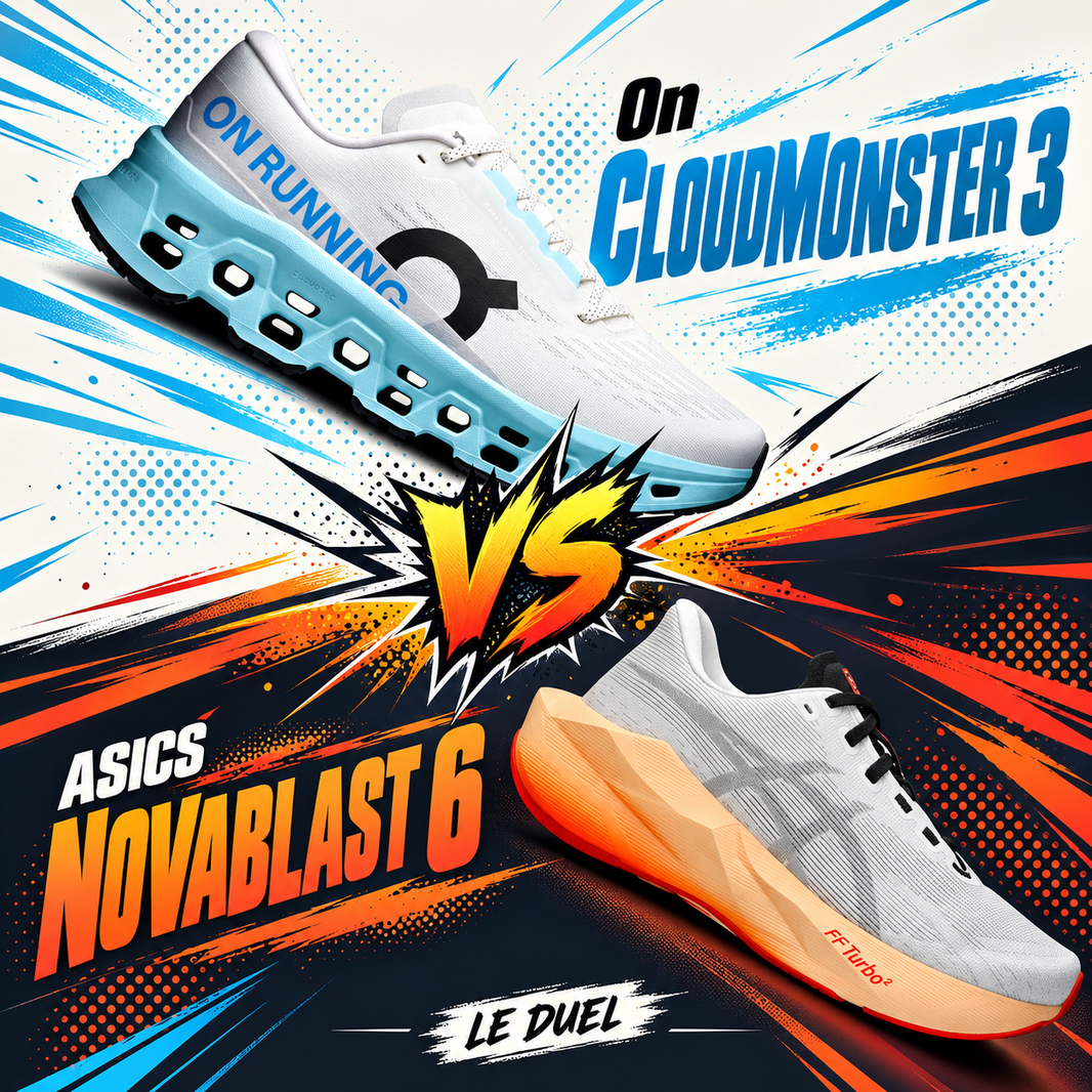 On Cloudmonster 3 vs ASICS Novablast 6 : comparatif