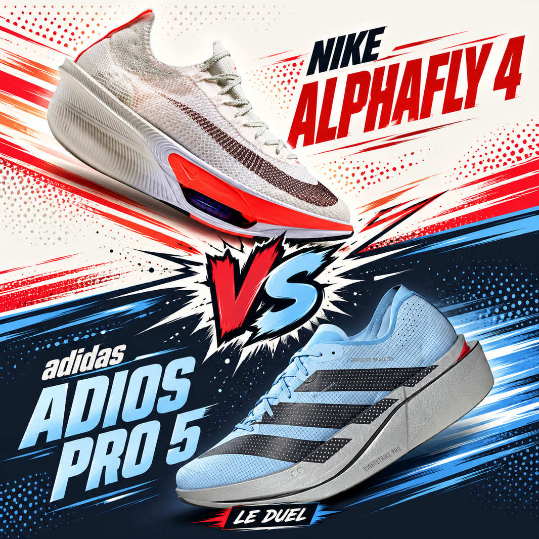 Nike Alphafly 4 vs adidas Adios Pro 5 : comparatif
