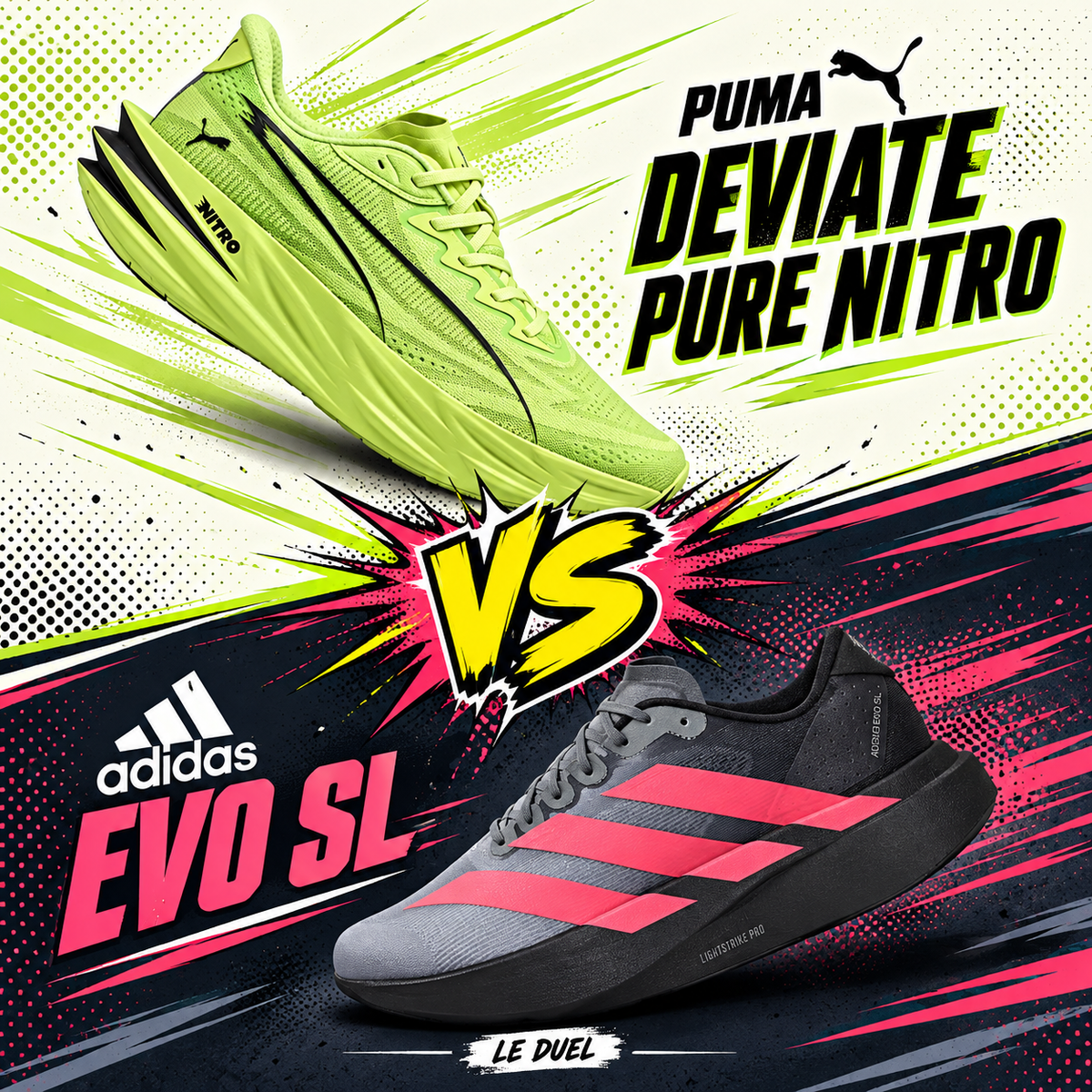 Deviate Pure NITRO vs adidas Evo SL : comparatif