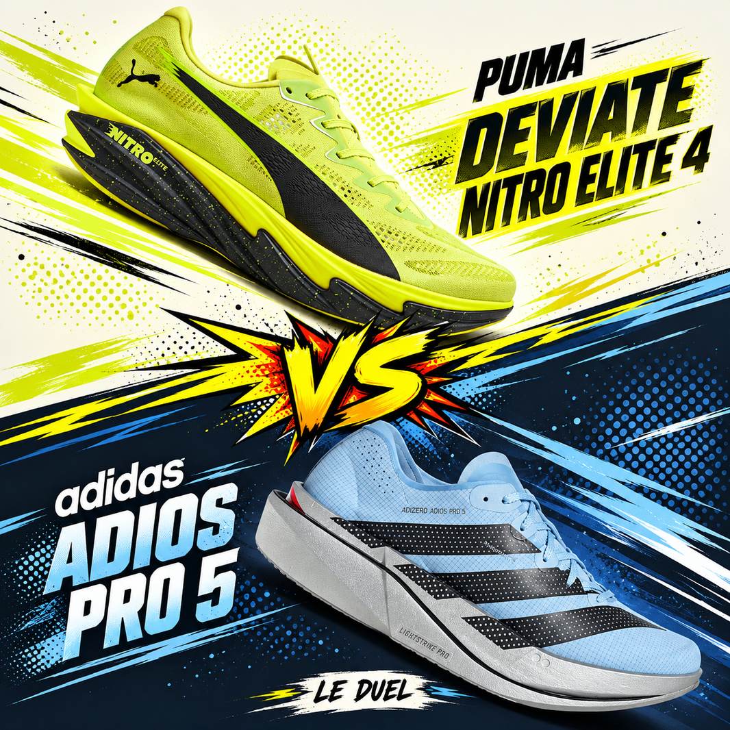Deviate NITRO Elite 4 vs Adios Pro 5 : comparatif